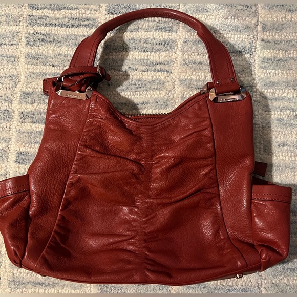 B. makowsky Rust Red Leather Satchel Purse - Picture 2 of 8